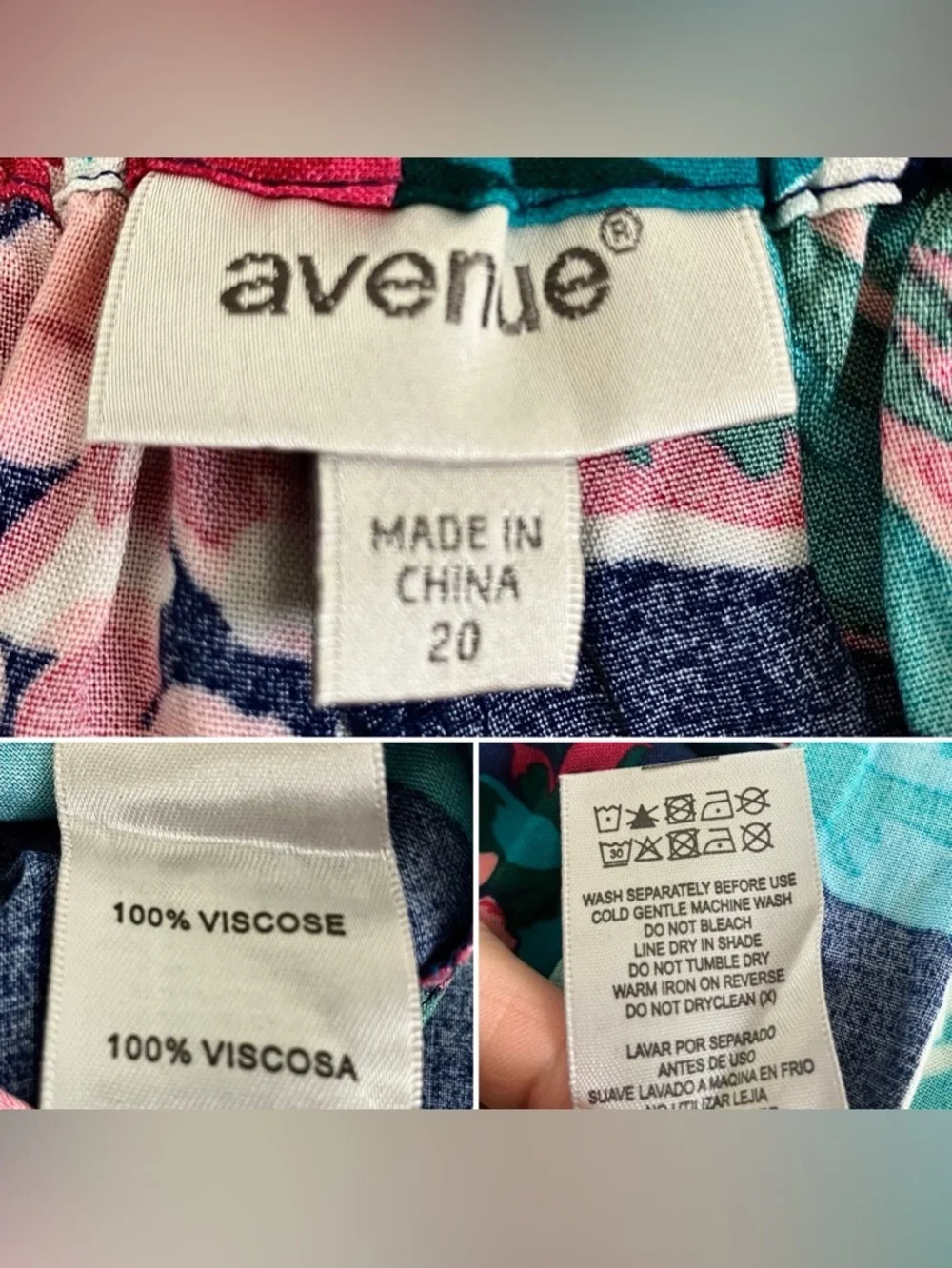 AVENUE Plus Size Tropical Wide Leg Cullotte Pants Navy Island Floral Resort Chic
